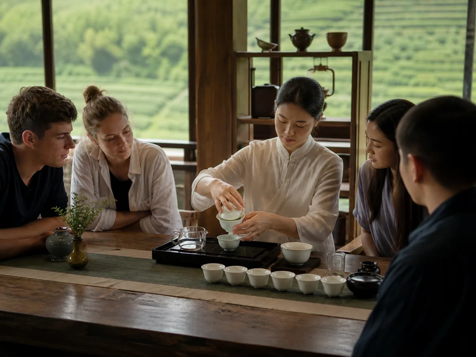 Illustrative photo: students discovering Hangzhou tea culture
